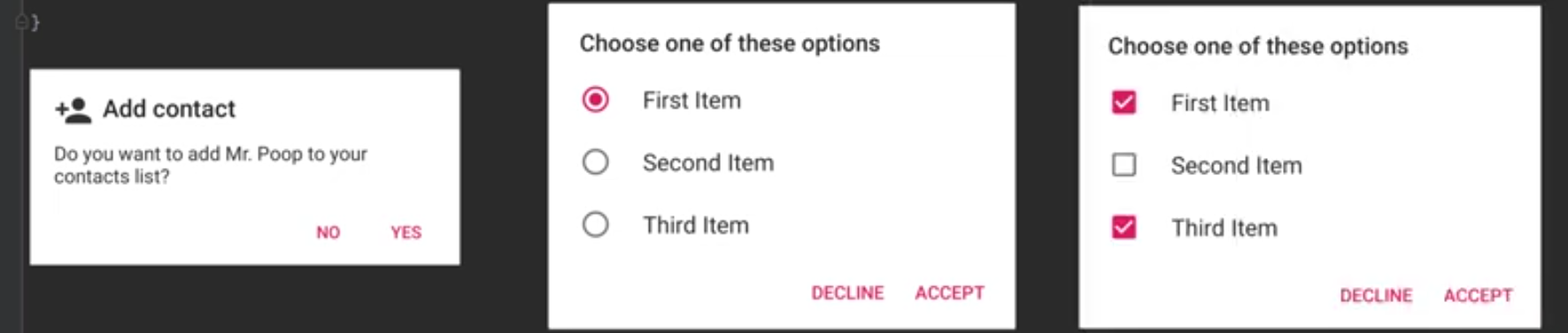 Alert Dialog boxes